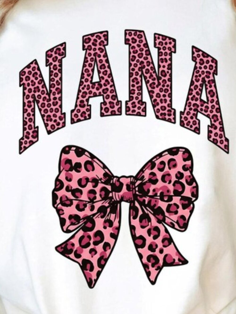 Pink Leopard NANA Shirt - Cute Leopard Print Nana Bow Tee - Picture 2 of 3
